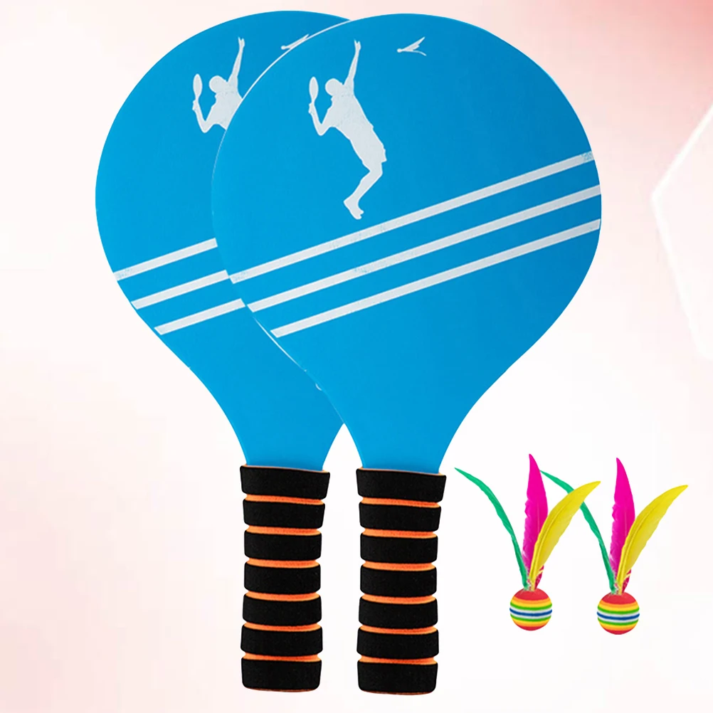 

2pcs 1 Set Funny Board Badminton Racket Creative Wooden Table Tennis Paddle Beach Ball Racquet Durable Gift Portable