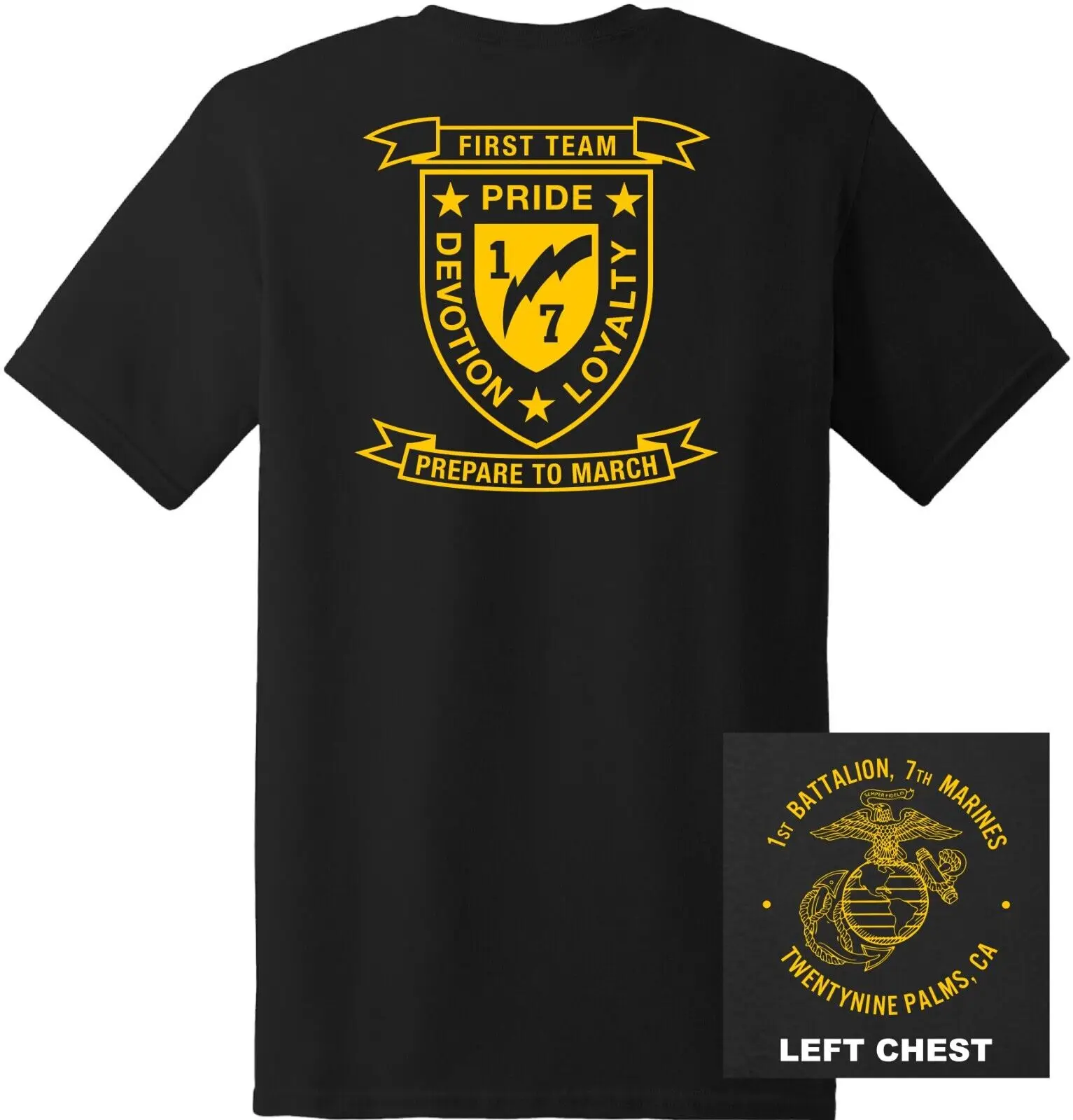 USMC 1st Battalion 7th Marine Regiment T-Shirt Short Sleeve Casual 100% Cotton Mens T Shirts
