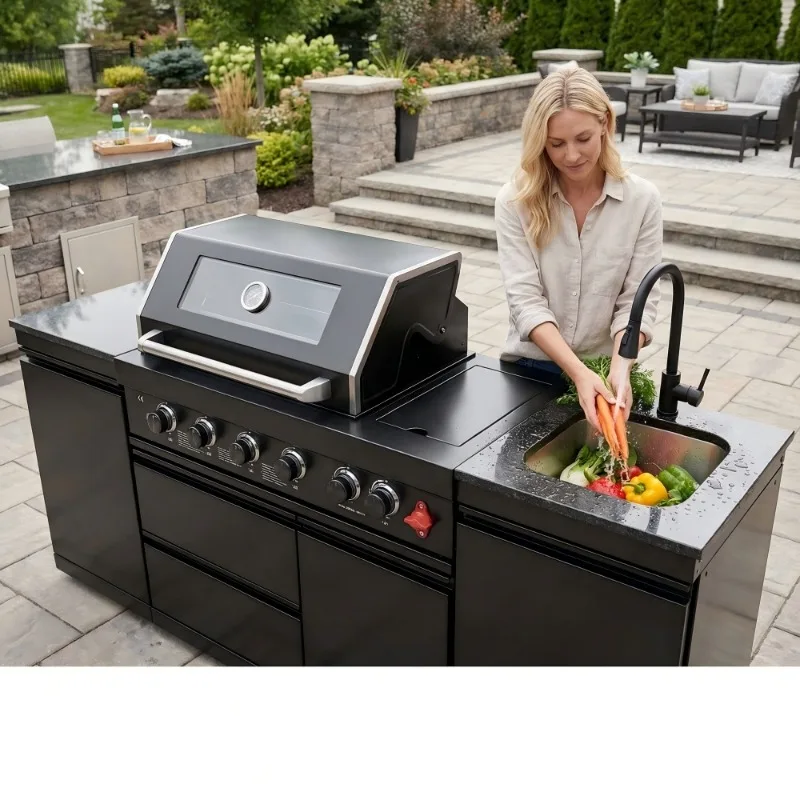 304 stainless steel outdoor kitchen cabinet barbecue grill modular outdoor mobile kitchen
