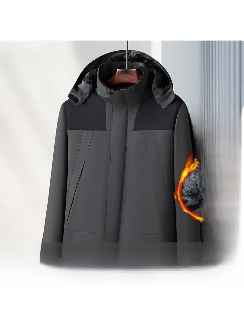 

Men's Thiened Fce Winter Jaet Outdoor Windproof Water Resistant Workwear Windbreaker Coat Stand Fit Long Sve Zipper