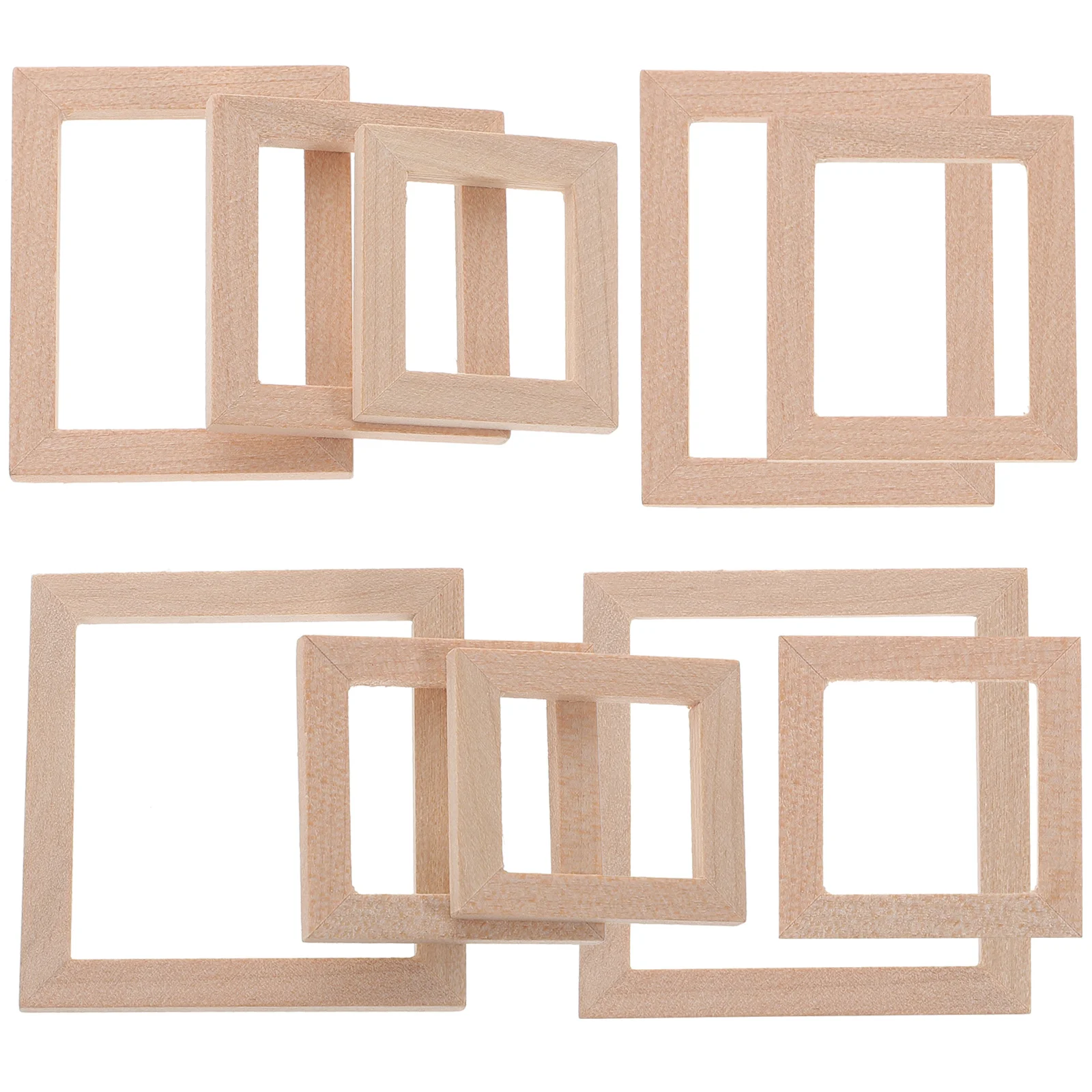 10 Pcs Solid Wood Frame Mini Photo House Layout Props Picture Frames Tiny Decor Miniature Wooden