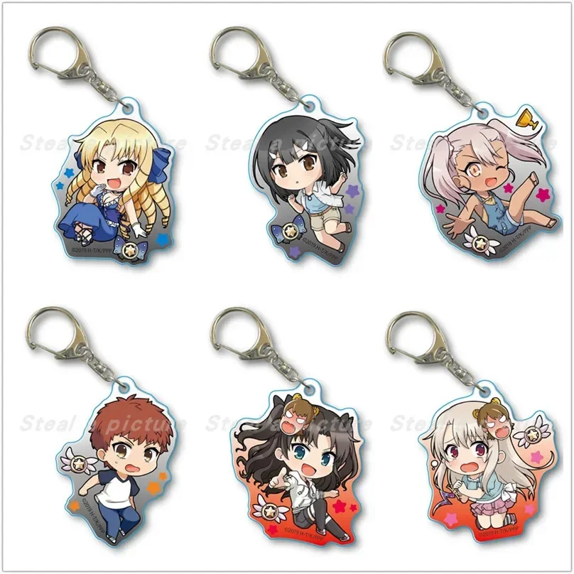 Anime Illyasviel von Einzbern Miyu Edelfelt Tohsaka Rin Keychain Doll Game Acrylic Keyring Pendant for Gift