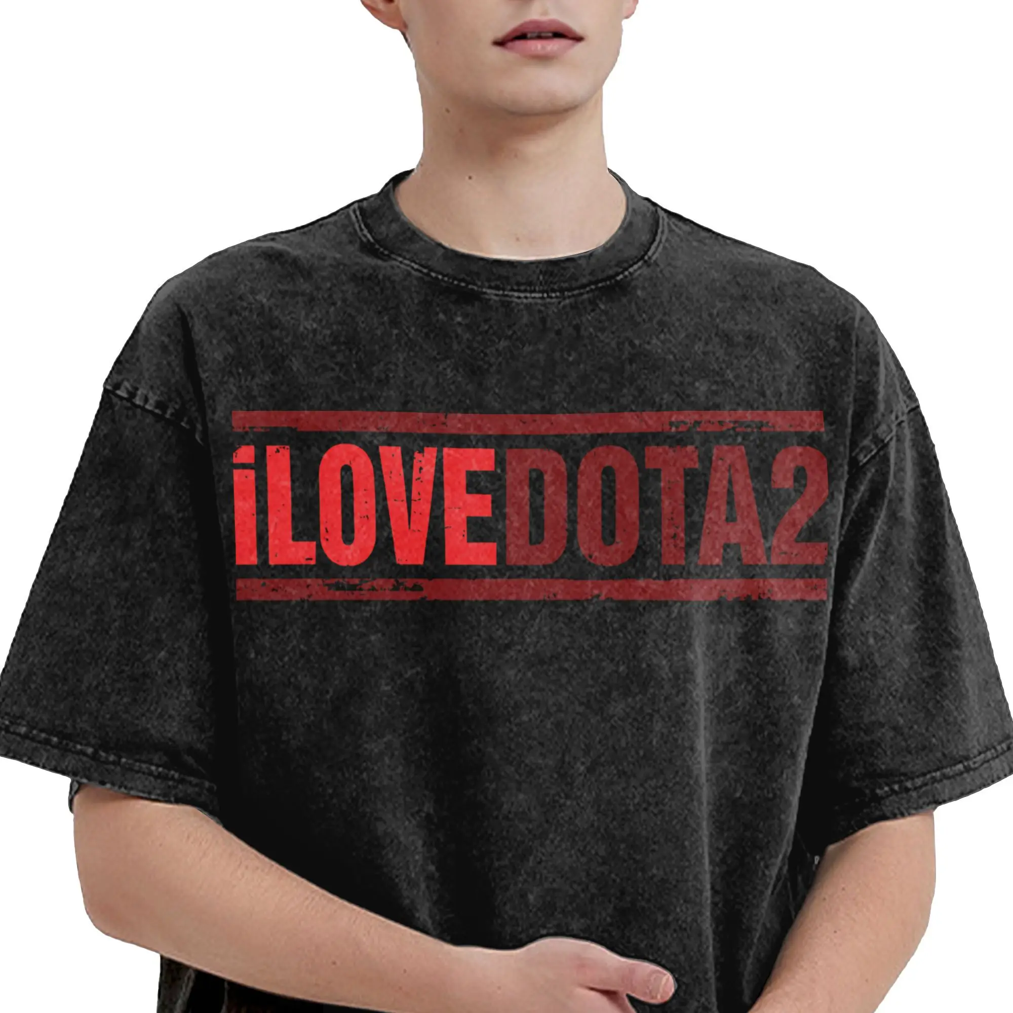 I Love Dota 2 T เสื้อ Hippie เสื้อยืดแขนสั้นเสื้อวินเทจฤดูร้อนผ้าฝ้าย O-คอ PLUS ขนาดเสื้อผ้า