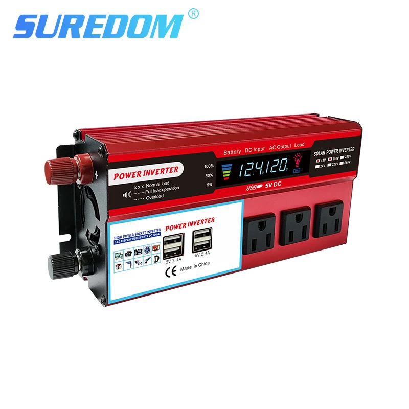 

2000W Power Inverter DC 12V 24V to AC 110V 4 USB Port Car Charger LCD Display/with American socket