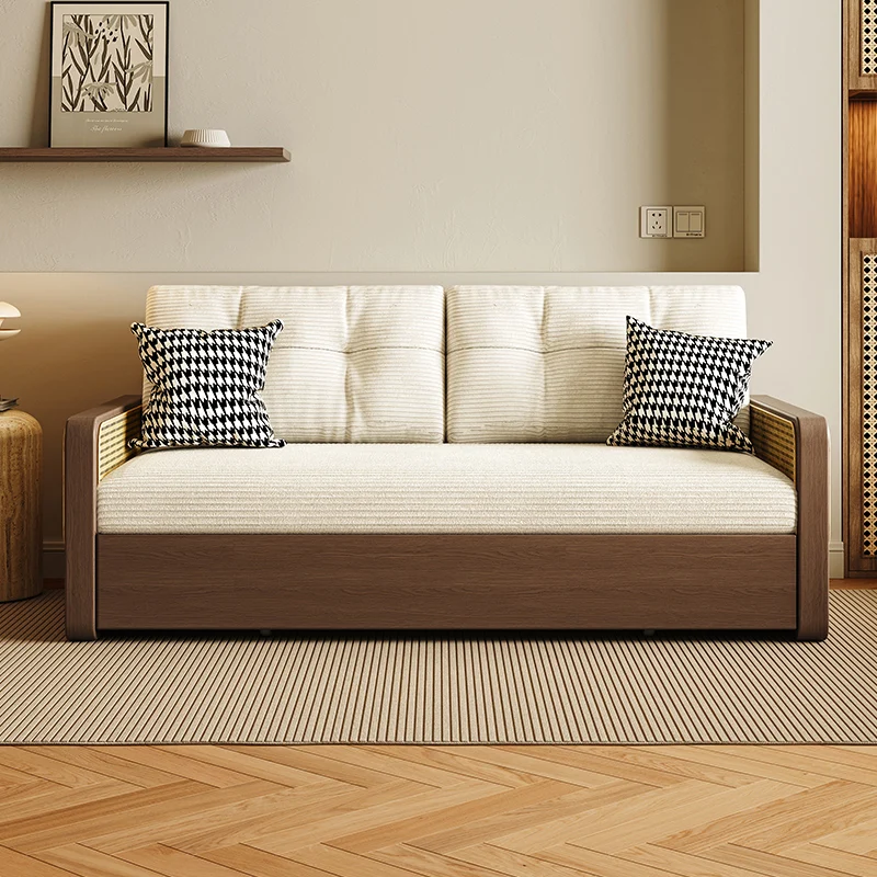 small apartment, dual-use sitting and reclining for living room and study, double multifunctional telescopic bed