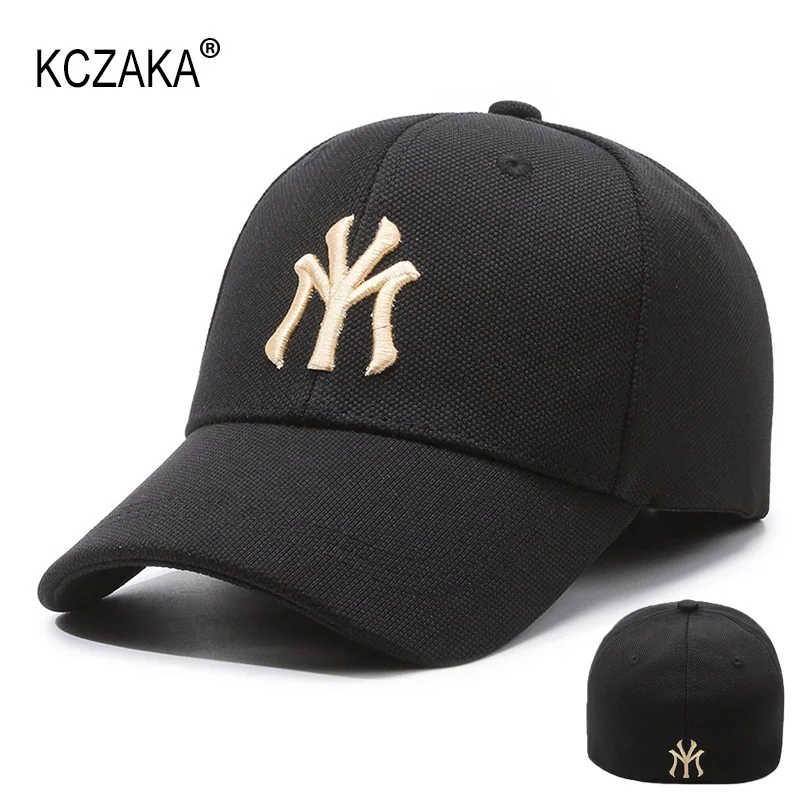 KCZAKA Męska dopasowana czapka z daszkiem z zamkniętym tyłem Casual Letter MY Stretch Full Closed Hats Hard Top Street Vistor Sun Hat