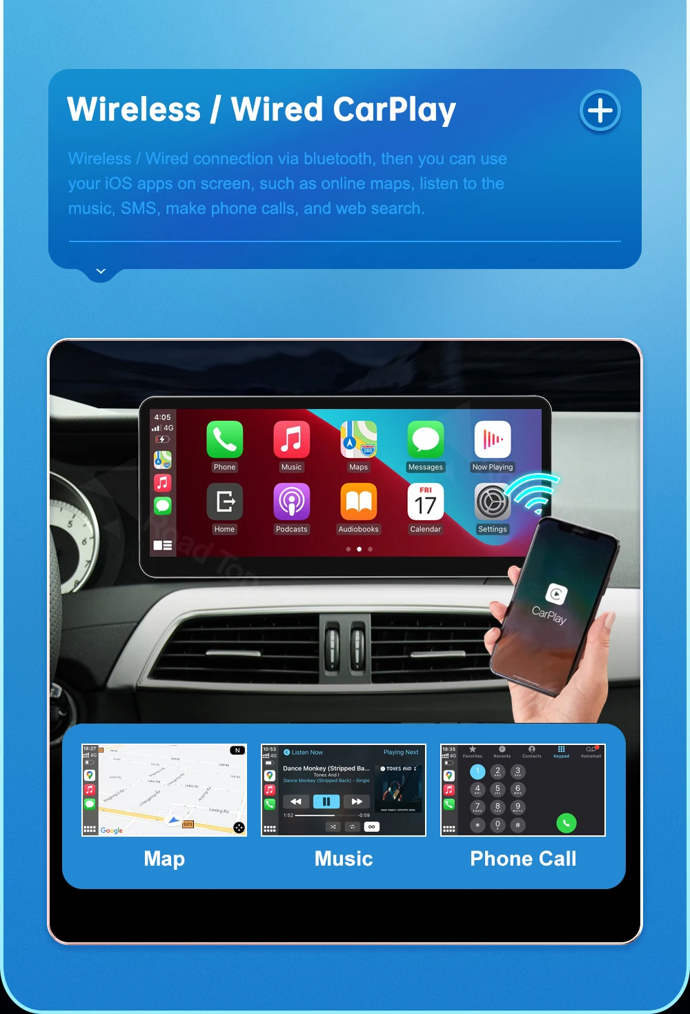 12,3 Zoll Road Top Touch Display Multimedia-Player für Mercedes Benz C-Klasse W204 2011-2012 NTG4.5 GPS Carplay Bildschirm – Detail 10
