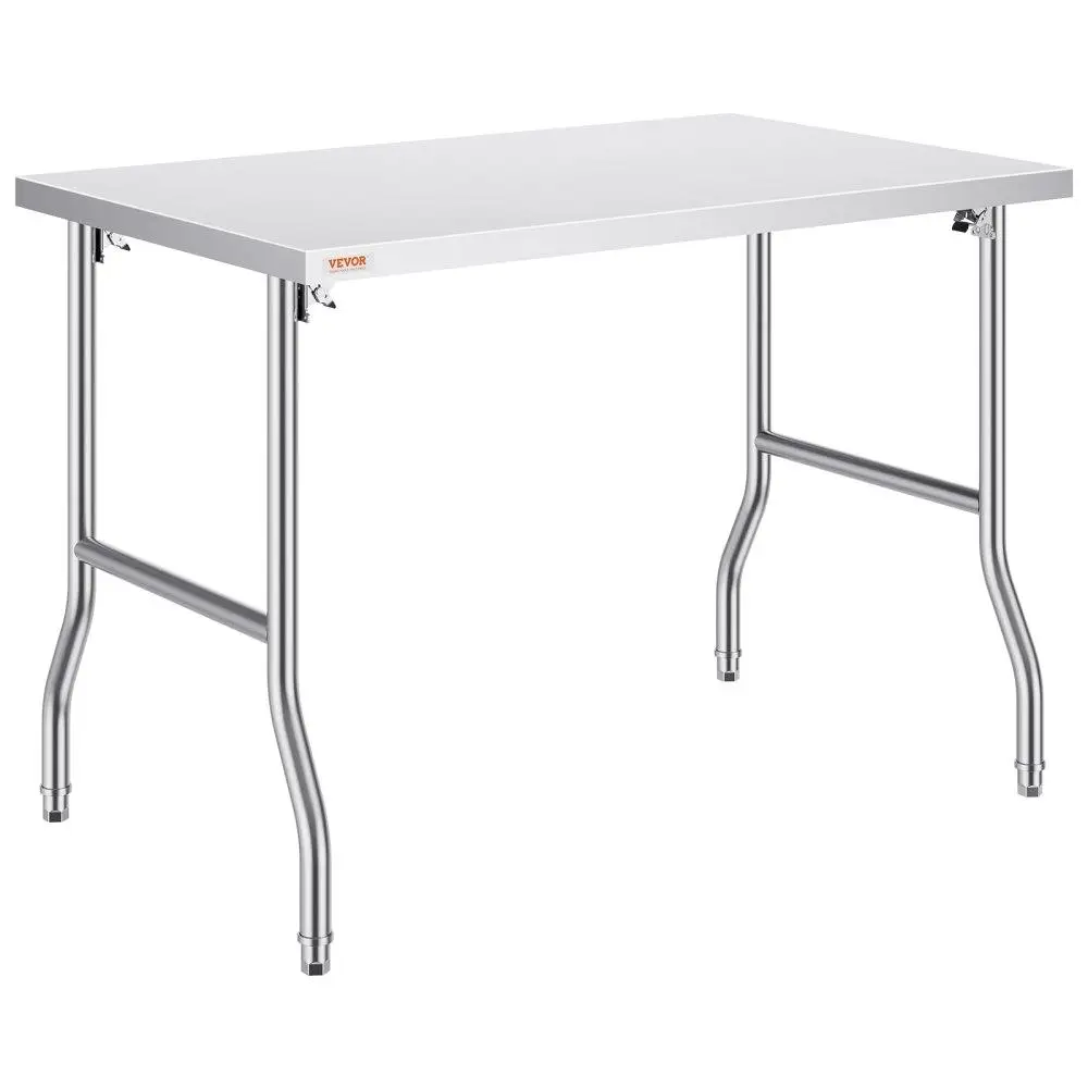 

48x30 Inch Folding Commercial Prep Table Heavy Duty Stainless Steel 220 lbs Load Kitchen Workstation
