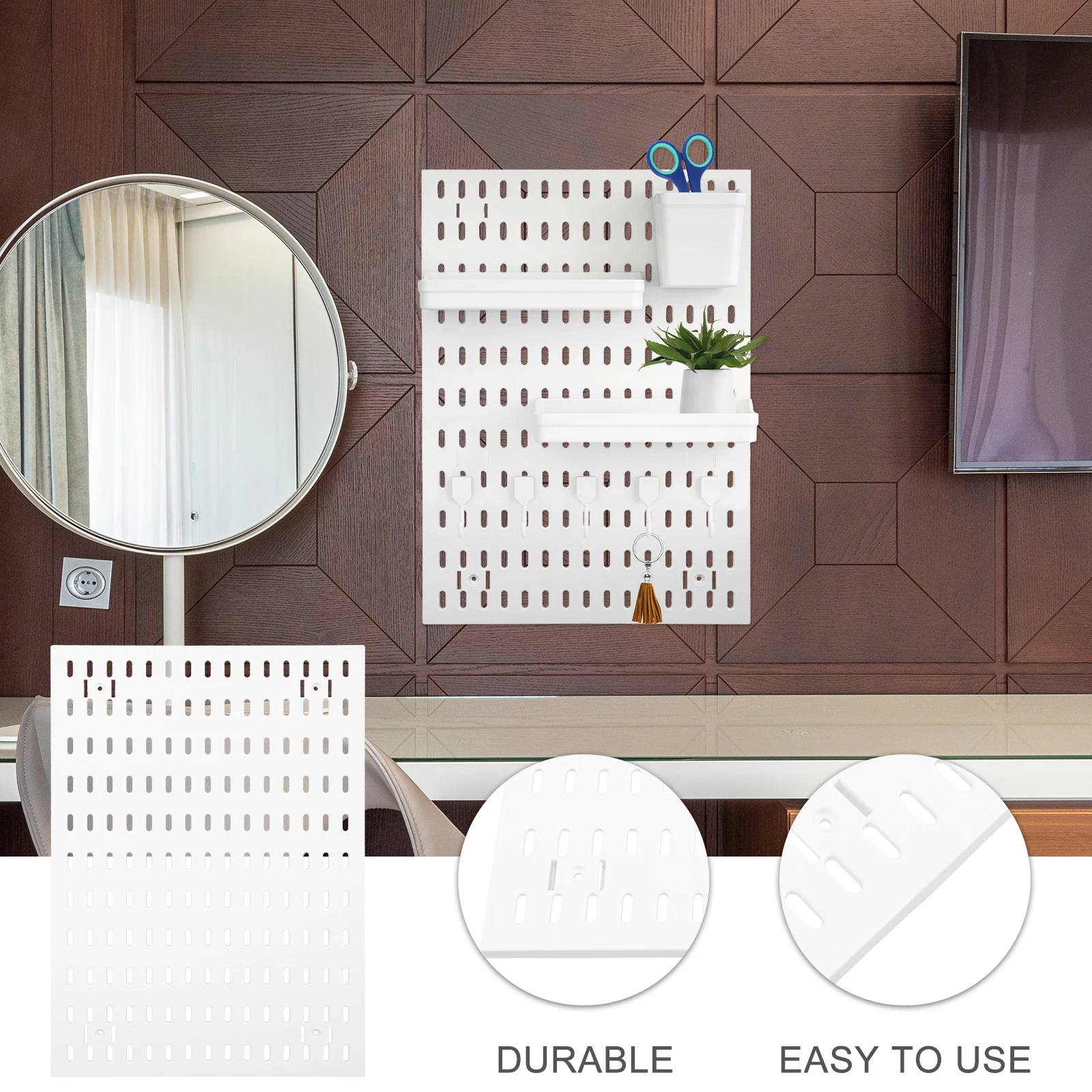 

Pegboard Storage Mount Plastic Peg Boards Craft Organizers Large Shelf Home Office DIY Hole Board Organizer