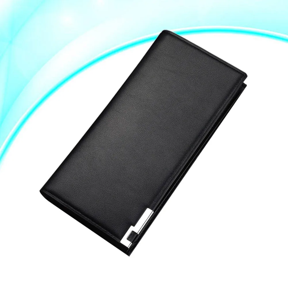 Premium PU Wallet Large Capacity Long Style for Cards Cash Coins Birthday Gift Fashionable Simple Design Black