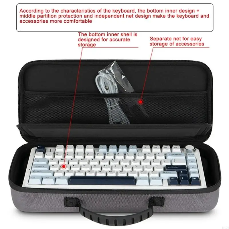 75％キーボード用のH37Bキャリングソリューション、84キーハードEVAケースで便利な手首を備えたケース