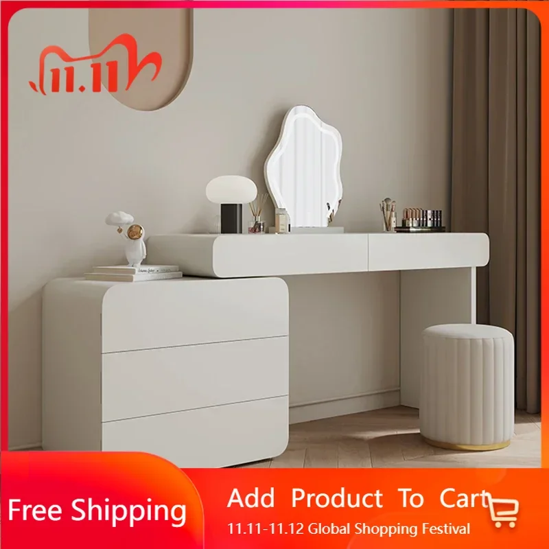 

Organizer Storage Wood Vanity Table Nordic Aesthetic Space Saving Dresser Makeup Drawers Luxury Storage Service Home Furniture