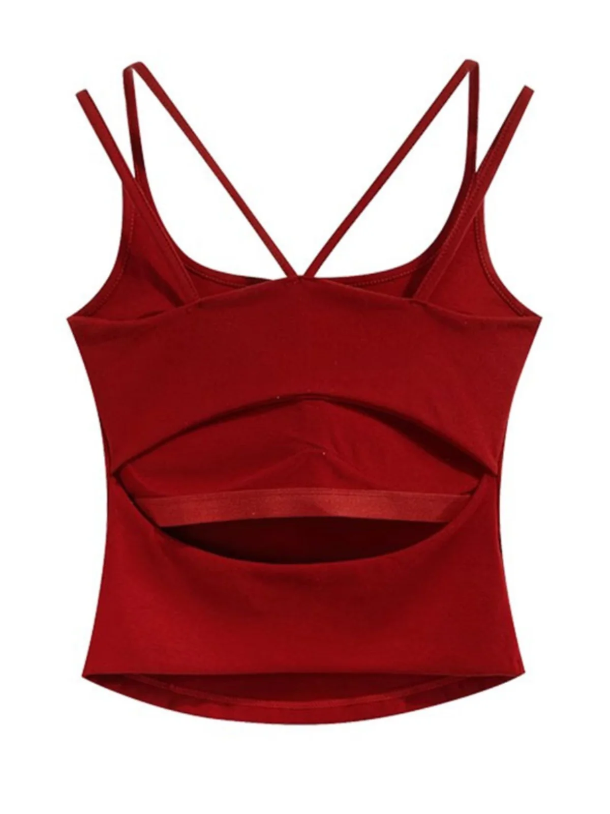 Red Yoga Vest Women's Inner Wear Summer Beautiful Back Bra Integrated Suit Base with Chest Pad Bared Back Top