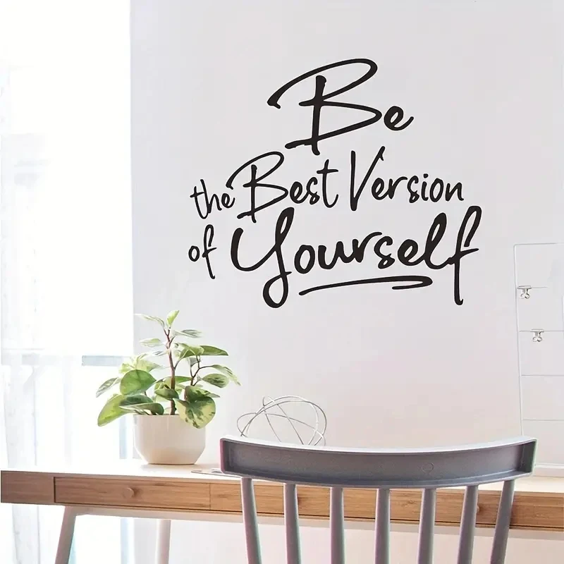 Inspirational Quotes Wall Sticker,Be The Best Version Of Yoursel,Self-Adhesive Bedroom Entryway Living Room Removable Stickers