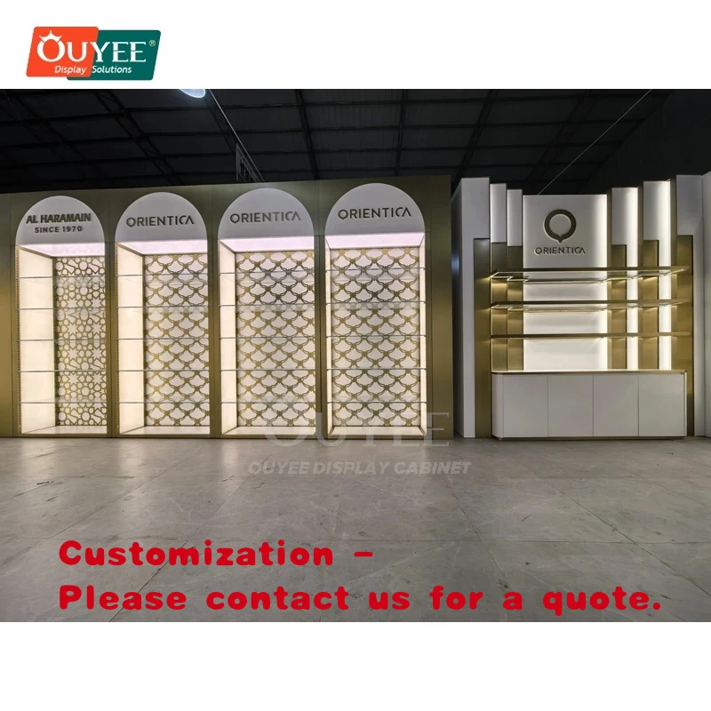 custom.Latest Design Retail Outlet Solid Wood Retail Shelving Project Contractor Perfume Display Stand