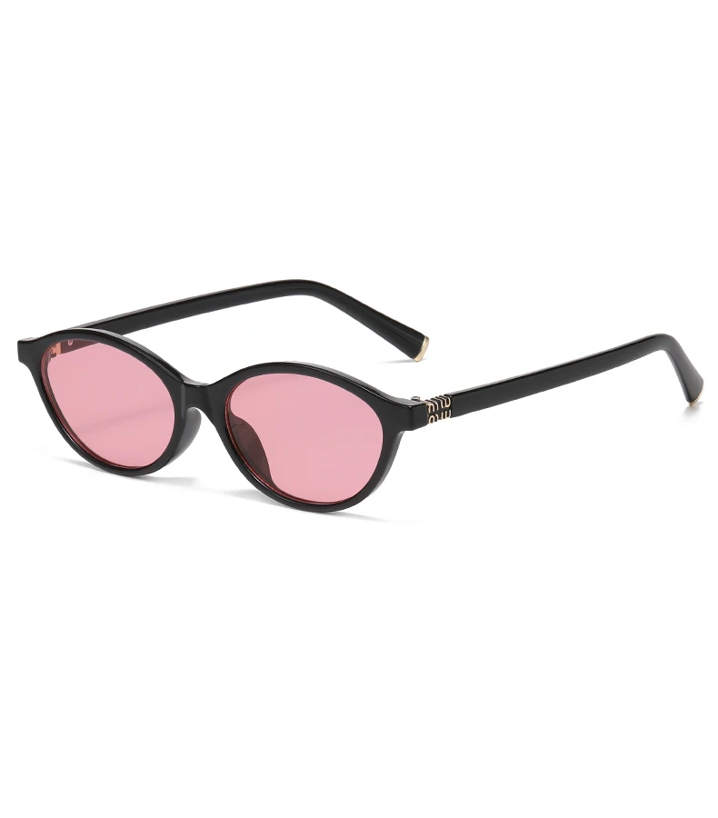 نظارات شمسية كلاسيكية بيضاوية الشكل، نظارات نسائية جديدة ذات علامة تجارية فاخرة صغيرة على شكل بيضاوي، زجاج بإطار أسود للرجال على الموضة الرجعية #3