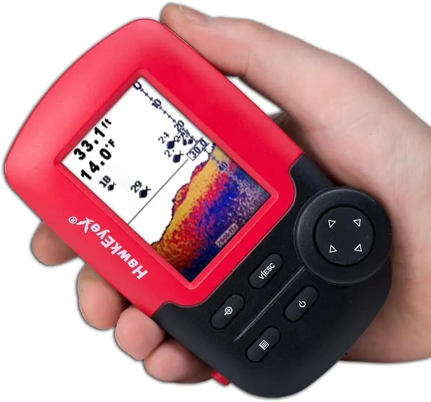 Fishtrax 1C Fish Finder with HD Color Virtuview Display, Black/Red, 2