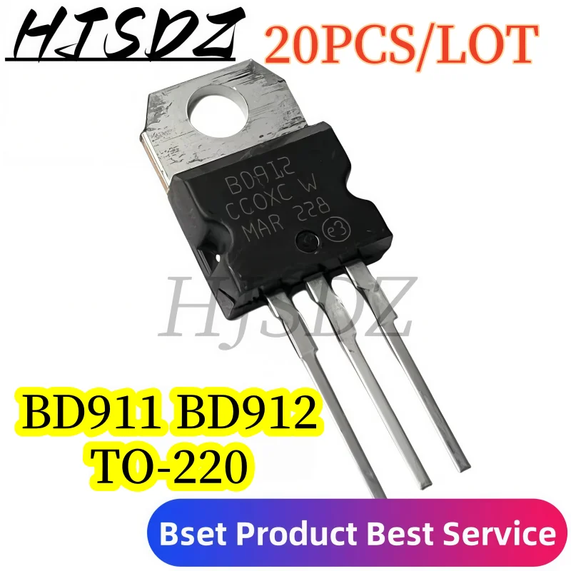 【20PCS/LOT】 BD911 (NPN) / BD912 (PNP) TO-220 Darlington power transistor