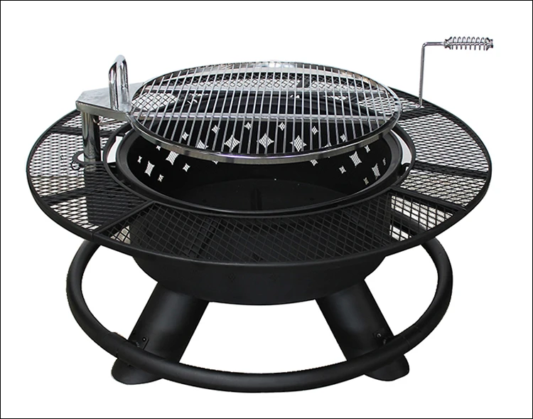 47'' Heavy Duty Charcoal Grill Patio Deep Fire Pit Brazier BBQ Grills SteelBarbecue grill for household firewood Table Chair Out