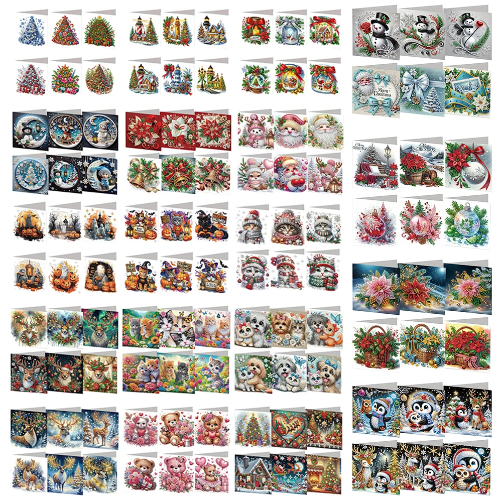 

6 шт. DIY рождественский дизайн горный хрусталь Алмазная мозаика открытки Алмазные художественные открытки ручной работы открытки с благодарностью и праздничные благословения
