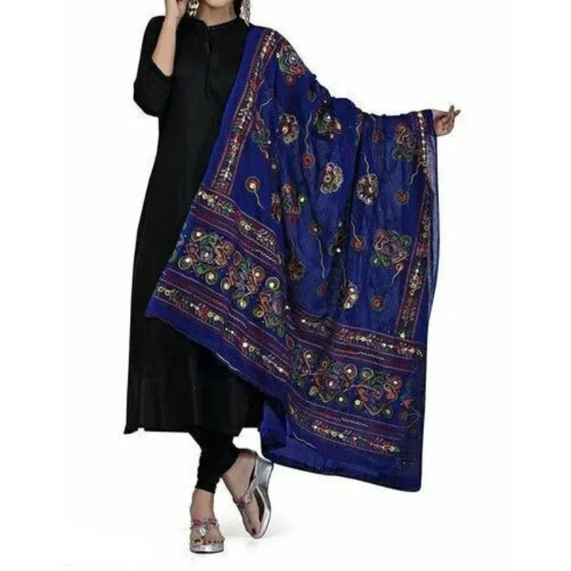 

Cotton Embroidered Paper Mirror Work Dupatta for Womens