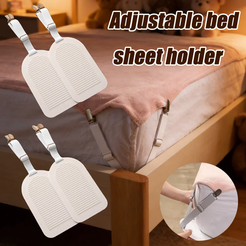 Non Slip Adjustable Elastic Bed Sheet Fixer Clips Holder Straps Fitted Sheet Fasteners for Mattress Home Hotel Use
