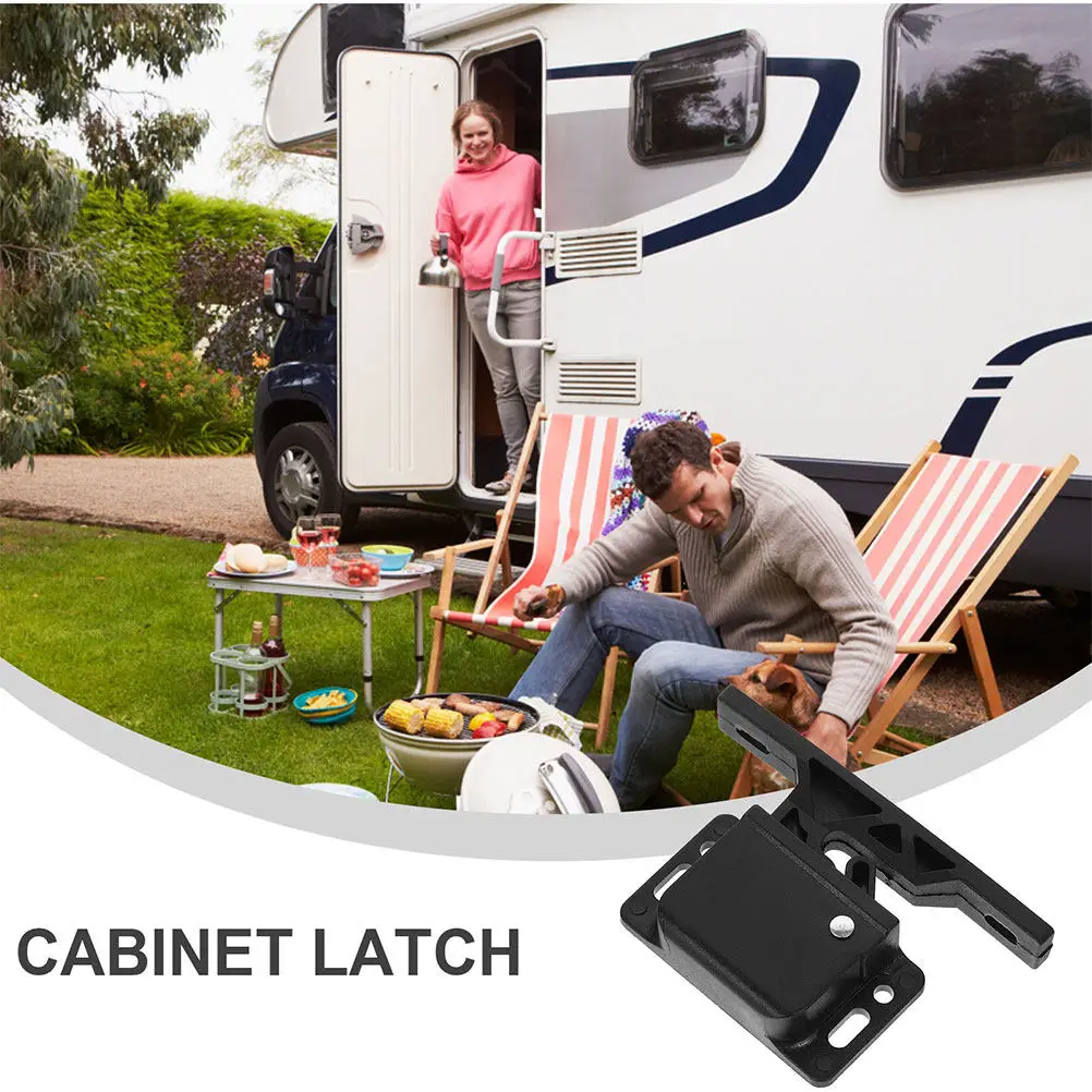 4Set Side Mount Cabinet Grabber Latch Rv Camper Marine Door Catch Universal Push-to-Close Drawer Lock Proof Replacement