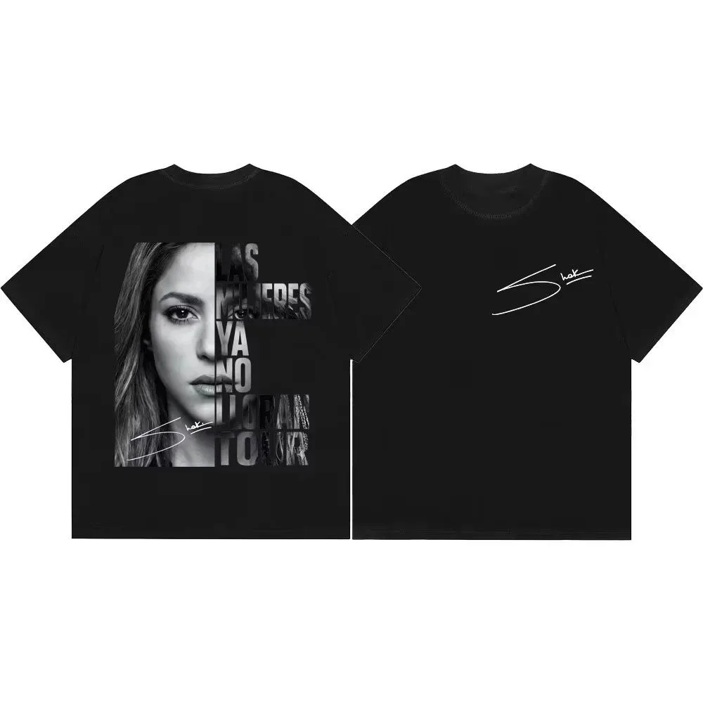 Monochrome Split Portrait Signature Text Graphic Men T Shirt Latin Pop Music Fan Retro Casual Street Short Sleeve Tee Top