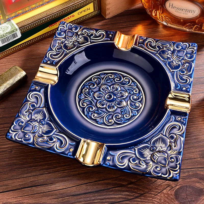 Cigar ashtray, ceramic idea, multi-caliber cigar slot
