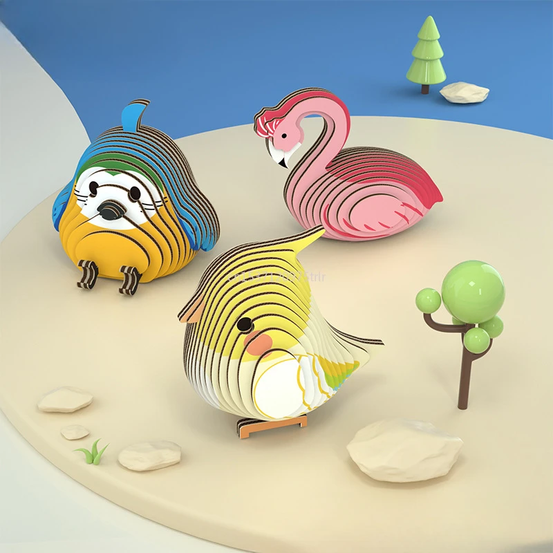 Animal 3D Paper Puzzle for Kids Educational Toys Parrot Theme Funny DIY Manual Assembly Three-dimensional Model Toy Boy Girl