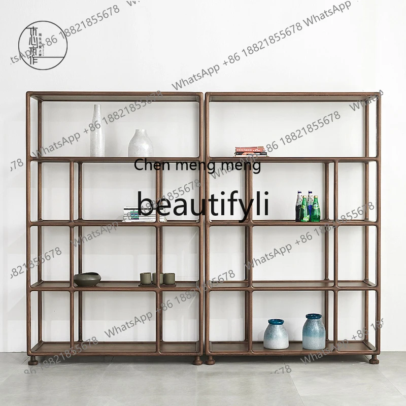 

178New Chinese Bogu shelf, black walnut bookshelf, floor-to-ceiling all solid wood shelf display cabinet