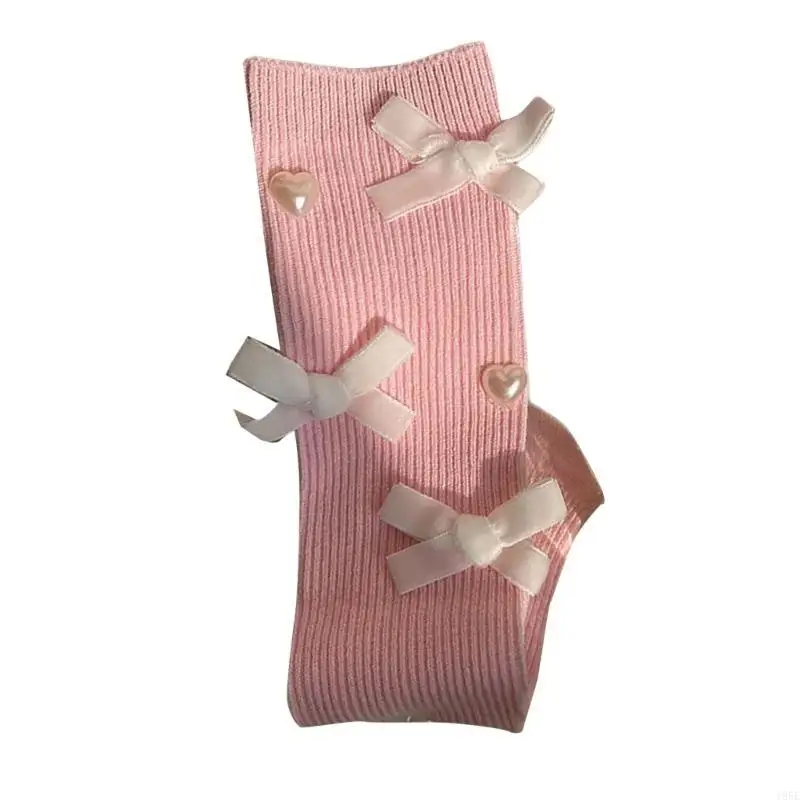 195E Calcetines tripulación con lazos, calcetines sueltos, calcetines tobilleros algodón estilo ballet, calcetines para