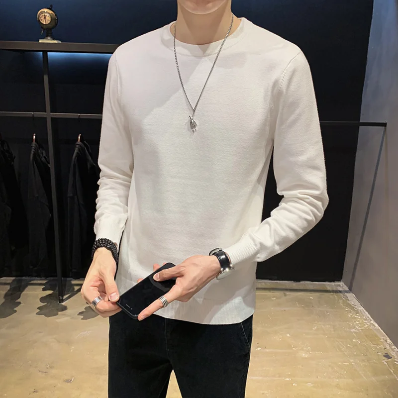 

Мужской повседневный круглый вязаный свитер Ne Long Sve Overhead Slim Fit Base irt Autumn Faion Trend Youth Vitali Color