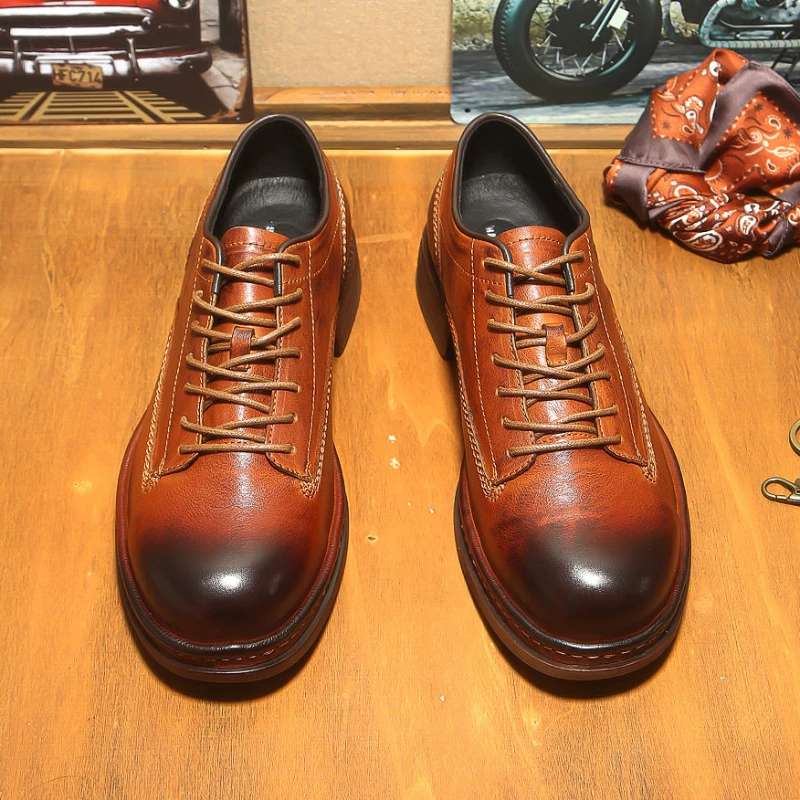 

Luxury Italian Mens Dress Shoes Genuine Leather Designer Autumn Handmade Comfortable Platform Casual Business Social Shoes Man