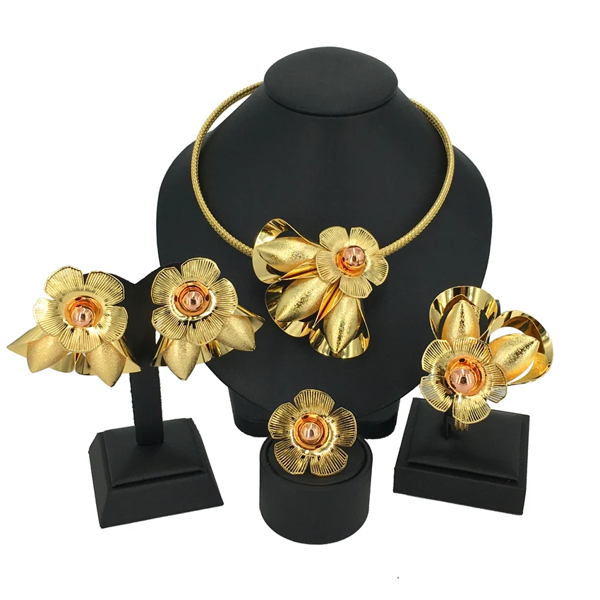 Mother's Day Gift Woman Necklace Jewelry Set Flower Earring Bracelet Wedding Dress Accessories FHK13567