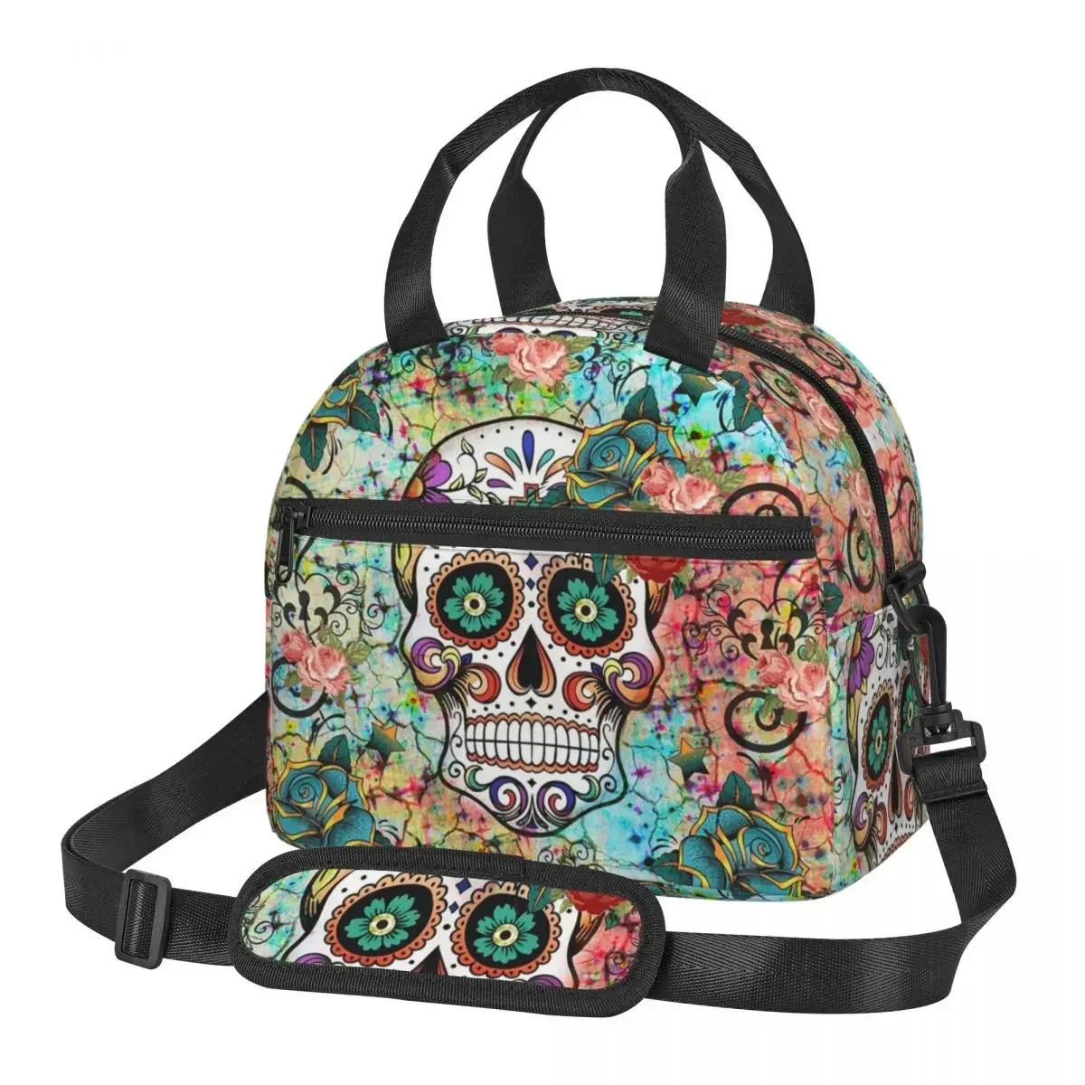 

Mosaic Sugar Skull Day Of The Dead Lunch Bags Insulated Bento Box Leakproof Lunch Tote Picnic Bags Cooler Bag for Woman Travel
