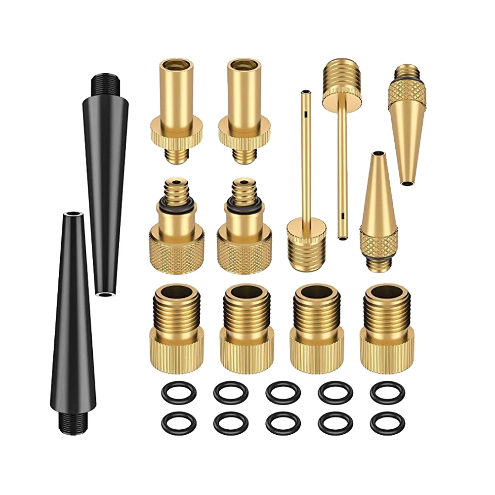 

Car Valve Adapter Kit Universal Nozzle Converter Set For Bike Floor Ball Needle Accessories Golden Corrosion Resistant Durable