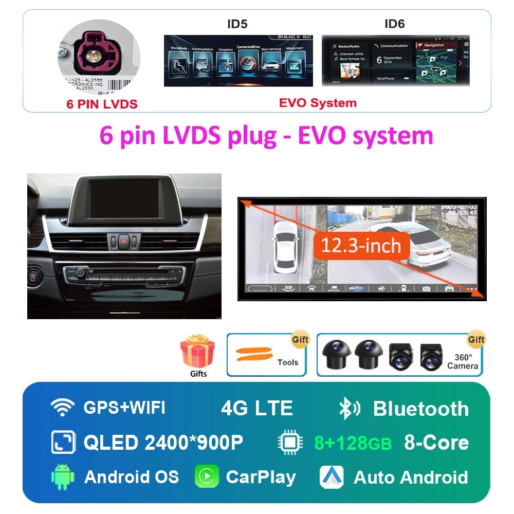 Autoradio Android 16 Multimedia Speler 4G voor BMW 2 Serie F45 F46 2014 - 2018 NBT EVO Systeem Ultradunne ScreenGPS Navigatie