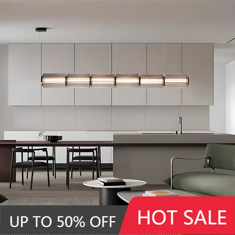 Nordic Postmodern Minimalist LED Pendant Light Roman Designer Glass Pillar Chandeliers Home Room Decoration For Bar Dinning Lamp