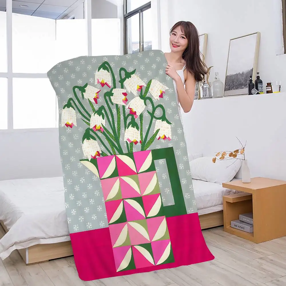 Pink Flower Market Vase Floral Plant Bath Towel Microfiber Soft Water Absorbing Breathable For Girl Kids Decorative Beach Towel