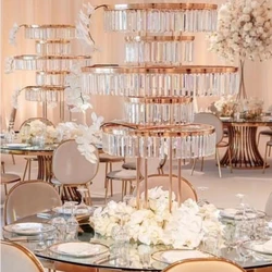 2p4pcs 5 pc acrylic crystal Flower Rack Gold Arch Stand Road Lead Acrylic Wedding Centerpiece Flower Rack For Event Party