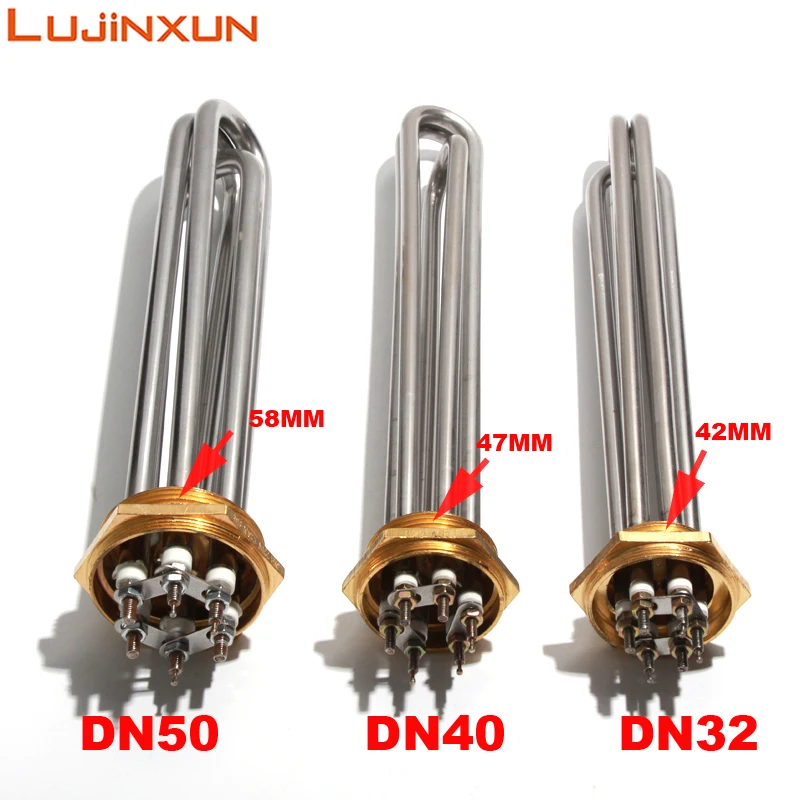 LUJINXUN elektryczny zanurzeniowy rurowy element grzejny gwint DN32 (41mm) DN40(47mm) DN50(58mm) 3-12KW TEN do kotła/parzenia 1PC