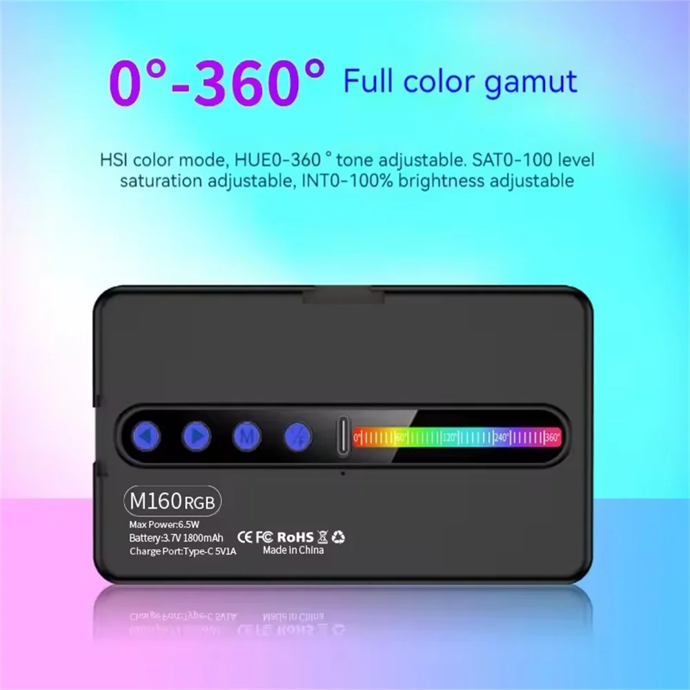 Fgclsy 2025 nova luz de vídeo rgb com tela de exibição mini câmera de preenchimento luz selfie iluminação recarregável regulável sapata boca