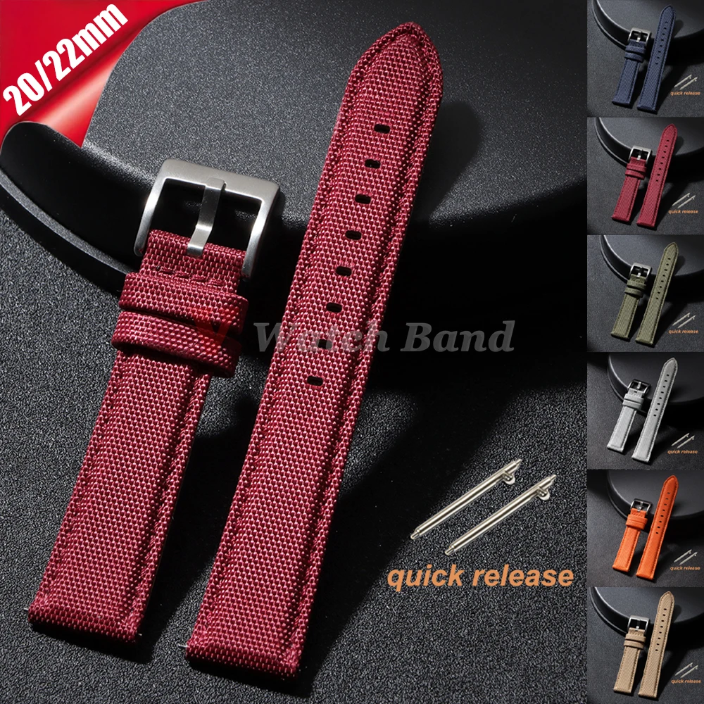 20mm 22mm Hochwertiges Segeltuch-Uhrenarmband für Seiko für Omega Nylon-Uhrenband Schnellwechsel-Armband Smartwatch Ersatz-Armband