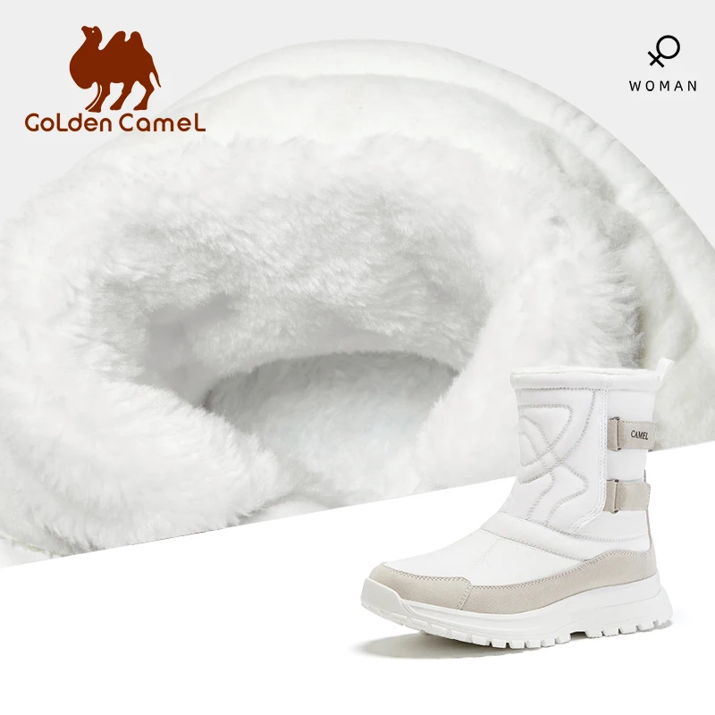 GOLDEN CAMEL Women's Winter Boots Waterproof Plus Velvet Warm High-top Hiking Shoes for Women Non-slip Outdoor Ladies Snow Boot