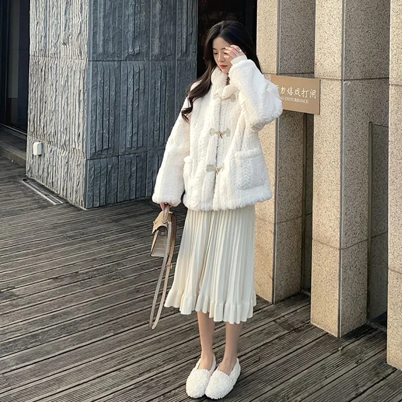 New Loose Casual Imitation Otter Rabbit Fur Grass Coat for Women Thickened Warm and Environmentally Friendly Internet Famous