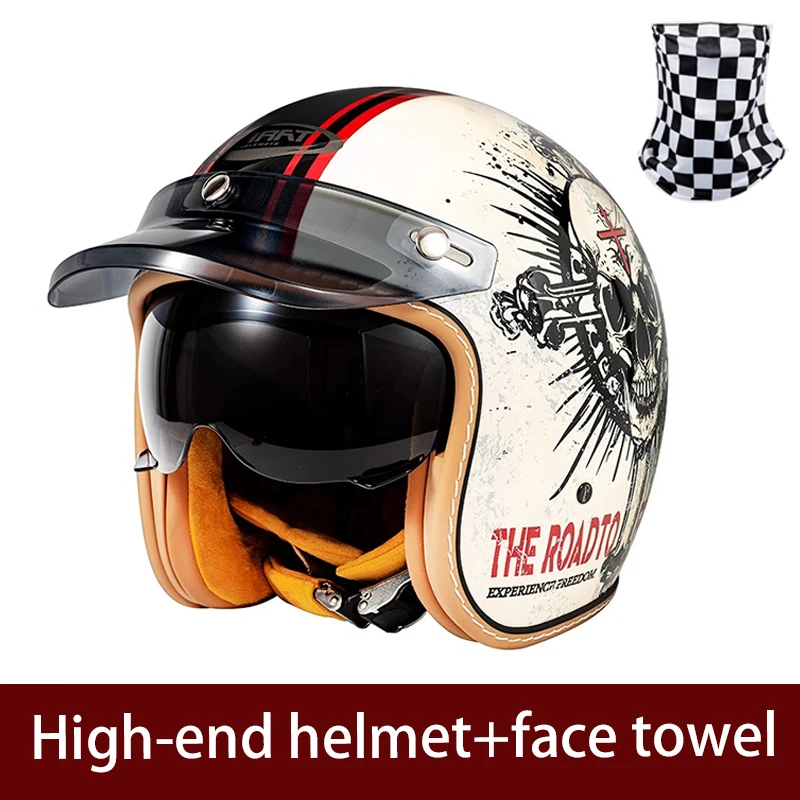 Summer Breathable Sunshade Three-Quarters Helmet Retro Cruise Motorcycle Motorcycle Helmet universal Scooter Helmet for Men and