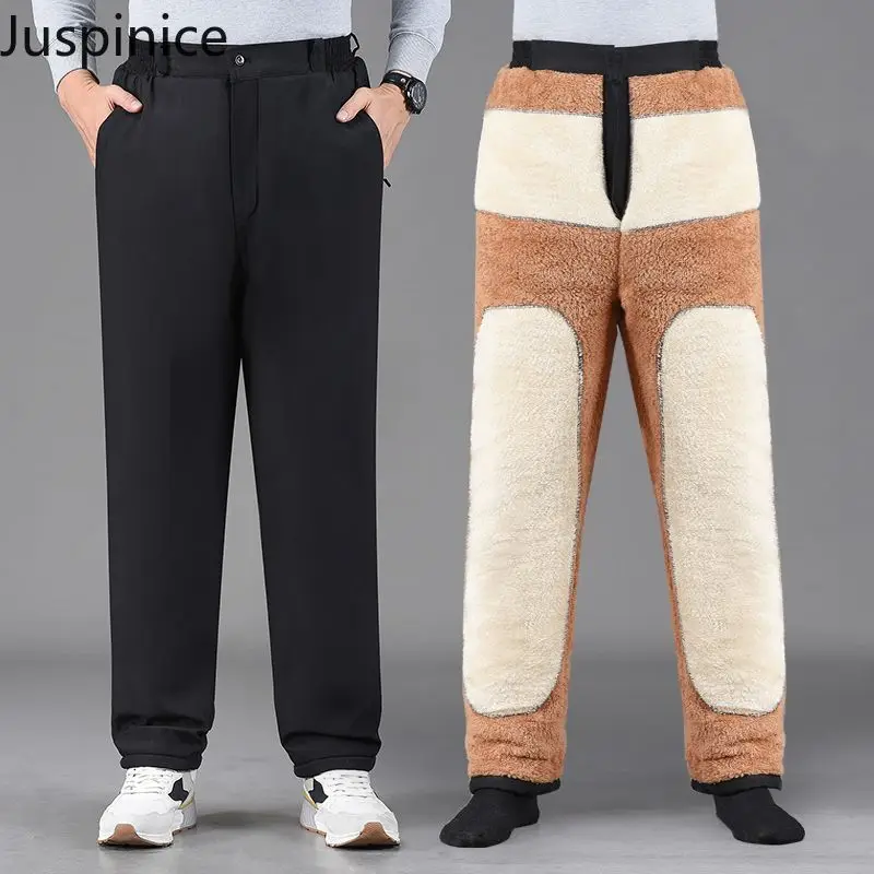 

Winter Velvet Thickened Cotton-padded Trousers Men's Elastic Waist Warm Loose Casual High Street Personality Pants Male Clothes
