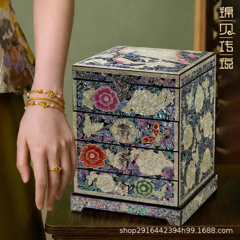 for Jinbei Legend Nuodian Jewelry Box Multi Layer Drawer Storage Organizer Tabletop Decorative Gift for Women Birthday Dowry