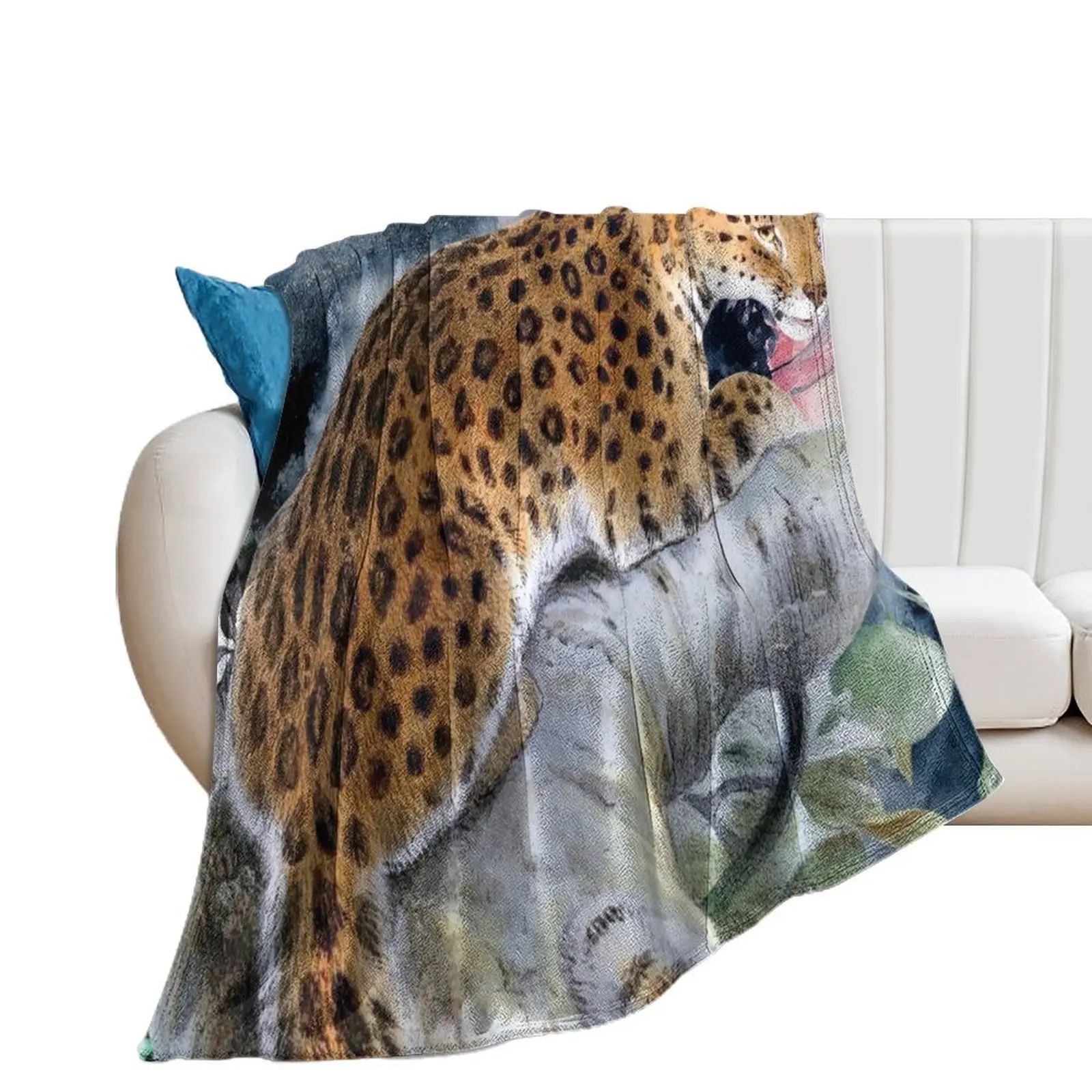 

Jungle leopard Throw Blanket valentine gift ideas Luxury St manga Blankets